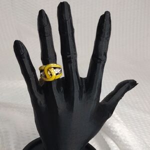 Yellow Interlocking Knot Statement Fashion  Ring L20